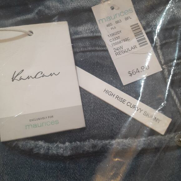 NEW KanCan Jeans Plus Size 24W‎ High Rise Curvy Medium Wash Distressed Ripped - Picture 2 of 5